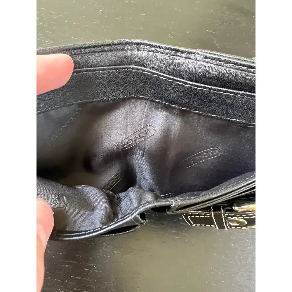 Coach Soho Black Jacquard Signature Buckle Bifold Wallet Vintage Y2K